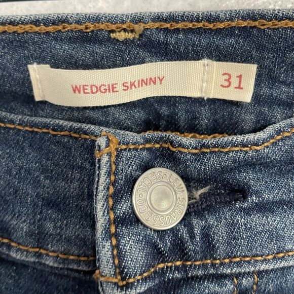 Levi's Wedgie Skinny Jeans Women’s 31 Blue Dark Wash Button Fly High Rise NEW - Picture 8 of 12